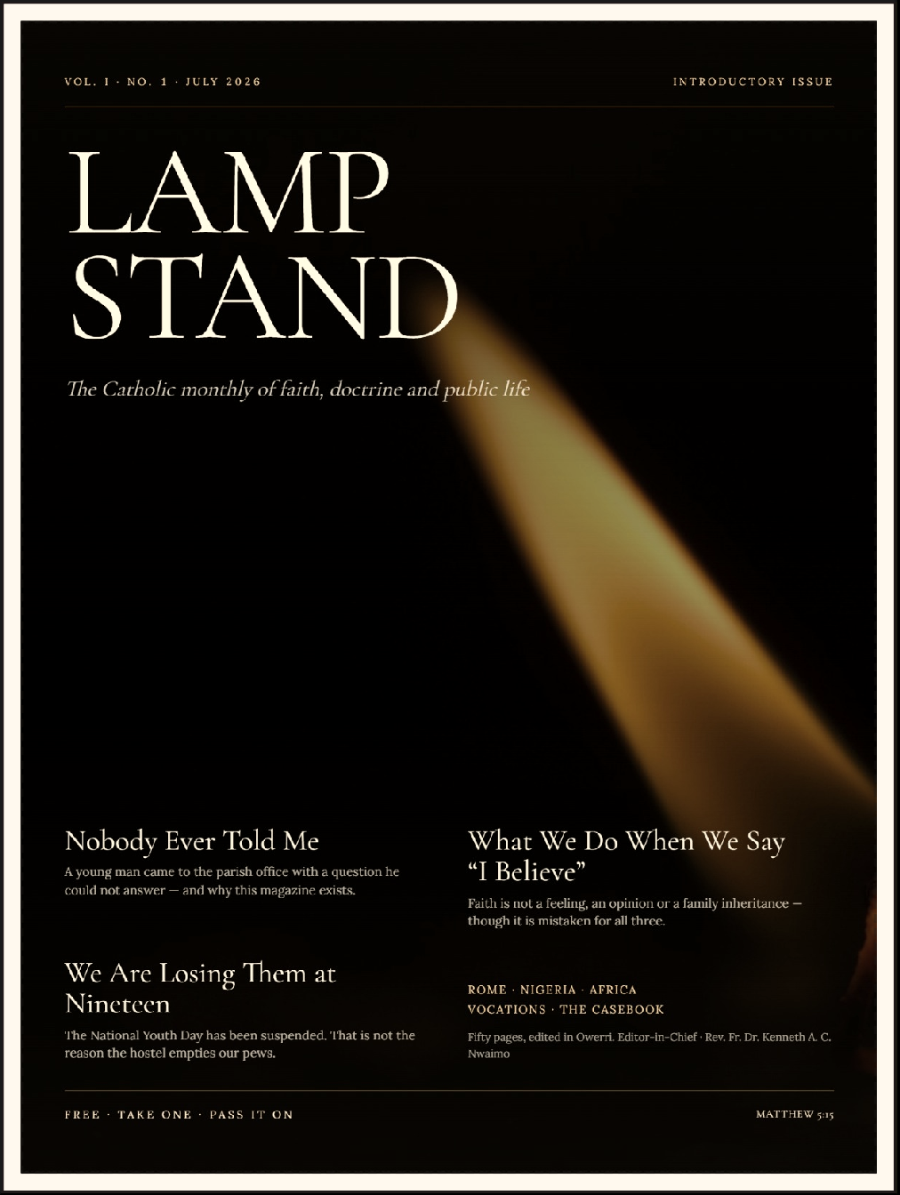 Lampstand Volume I Number 1 July 2026 cover